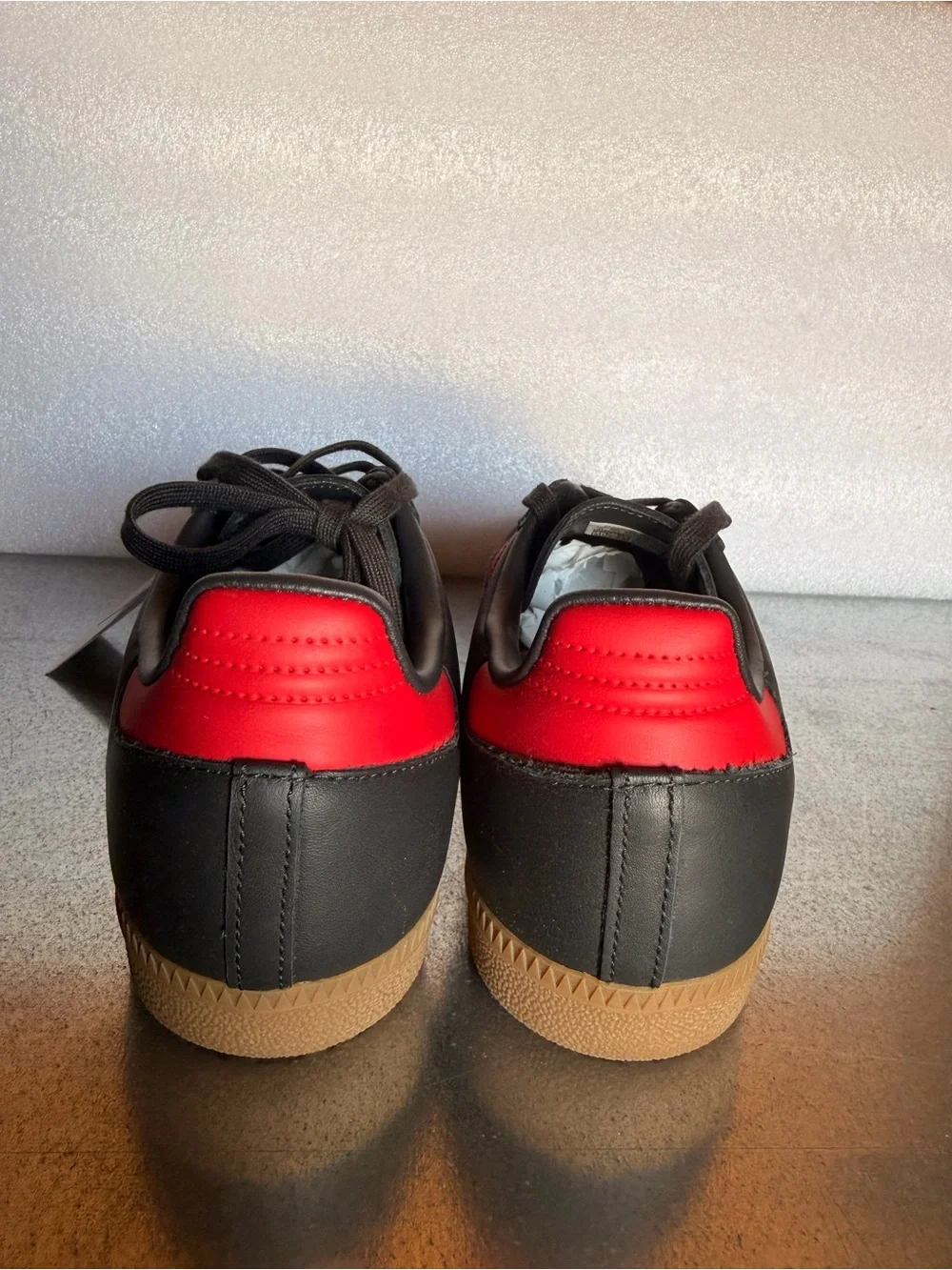 adidas samba Black Sneakers with Red Three-Stripes and Gum Sole